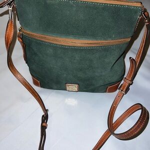 DOONEY & BOURKE HUNTER GREEN SUEDE CROSSBODY MESSENGER PURSE